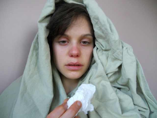 a person sick with a cold